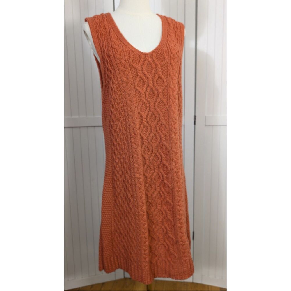Aran Sweater Market Merino Wool Cable Knit Dress Orange Ireland XL NWT